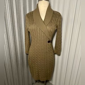 Calvin Klein Tan Long Sleeve Dress